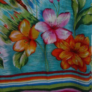 NWT turquoise pink orange floral cotton sarong shawl wrap scarf